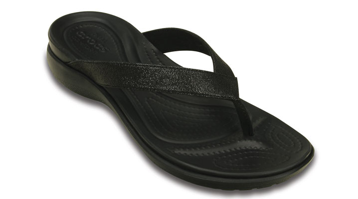 Crocs Womens Capri Shimmer Flip Black UK 3 EUR 35-36 US W5 (202845-001)