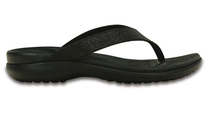 Crocs Womens Capri Shimmer Flip Black UK 3 EUR 35-36 US W5 (202845-001)