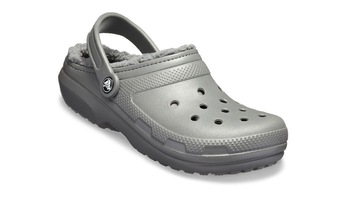 gray fuzzy crocs
