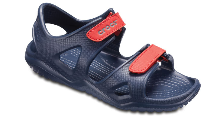 Crocs Kids Swiftwater River Sandal Navy/Flame UK 2 EUR 33-34 US J2 (204988-4BA)